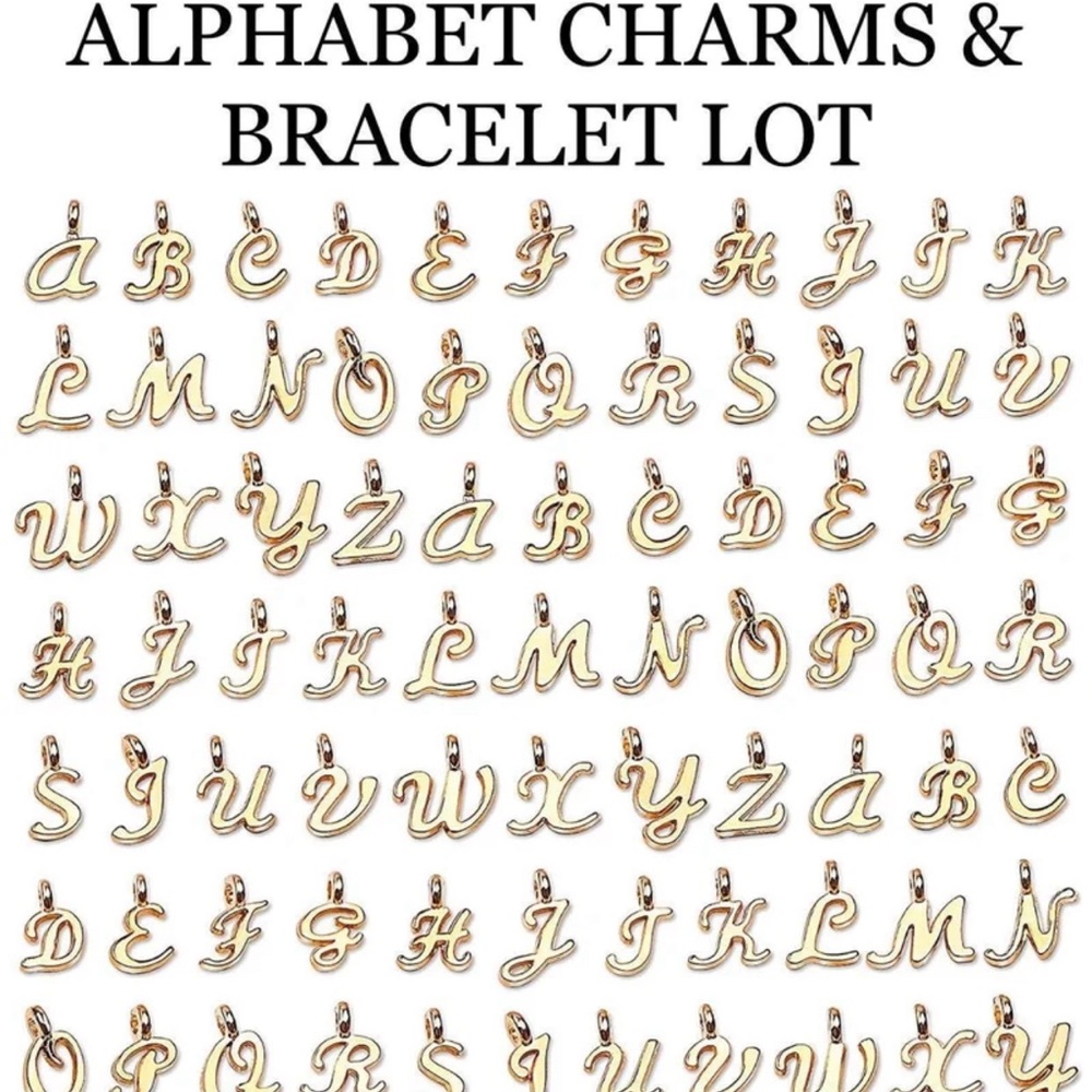 125pc Gold Alphabet Letters Charms Bracelet & More Jewelry Making Mega Bundle